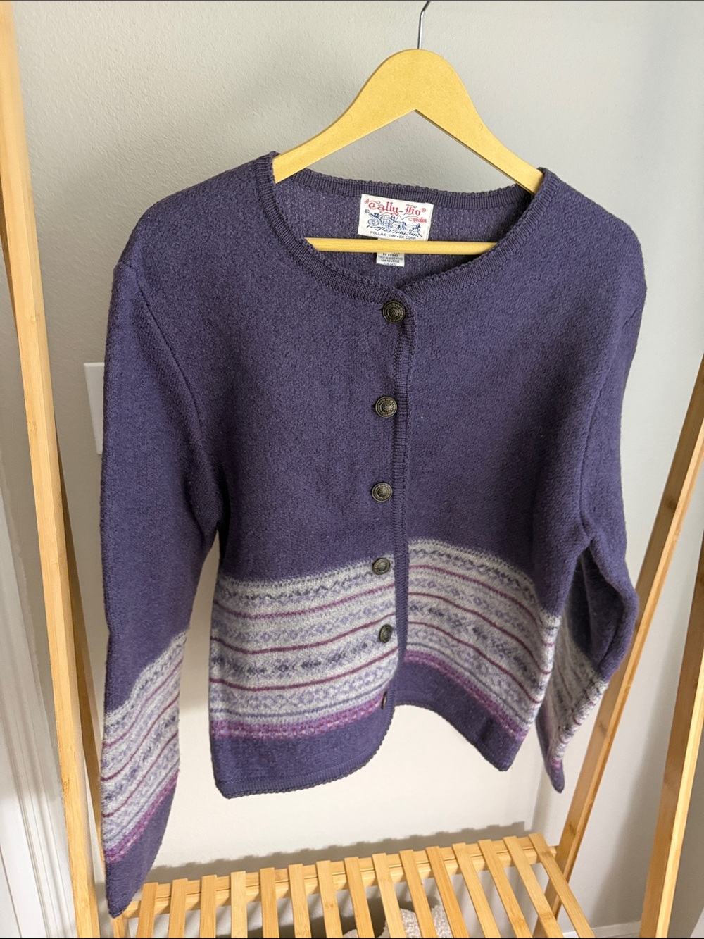 Classic Purple Fair Isle Button-Up Women's Sweater